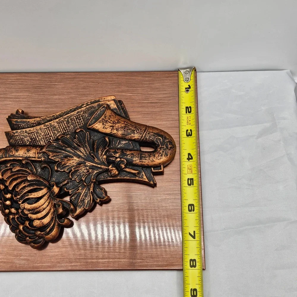Vintage Coppercraft Guild 3D Relief Sax Sheet Music Floral Accent Wall Plaque